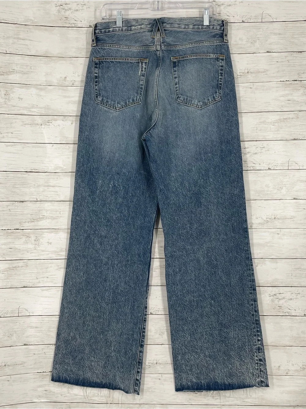 SLVRLAKE Grace Wide Leg Jeans in Last Goodbye Size 31 Raw Hem Denim